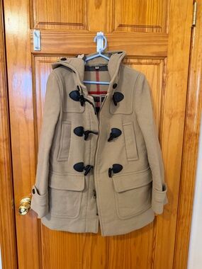 Womens Camel Toggle Duffle Coat with Hood Burberry